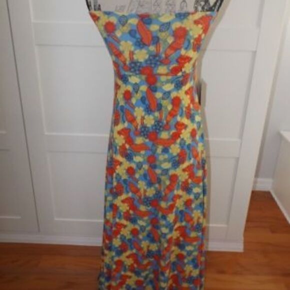 LULAROE MAXI SKIRT DRESS LONG XS Blue Yellow Red - Picture 6 of 6